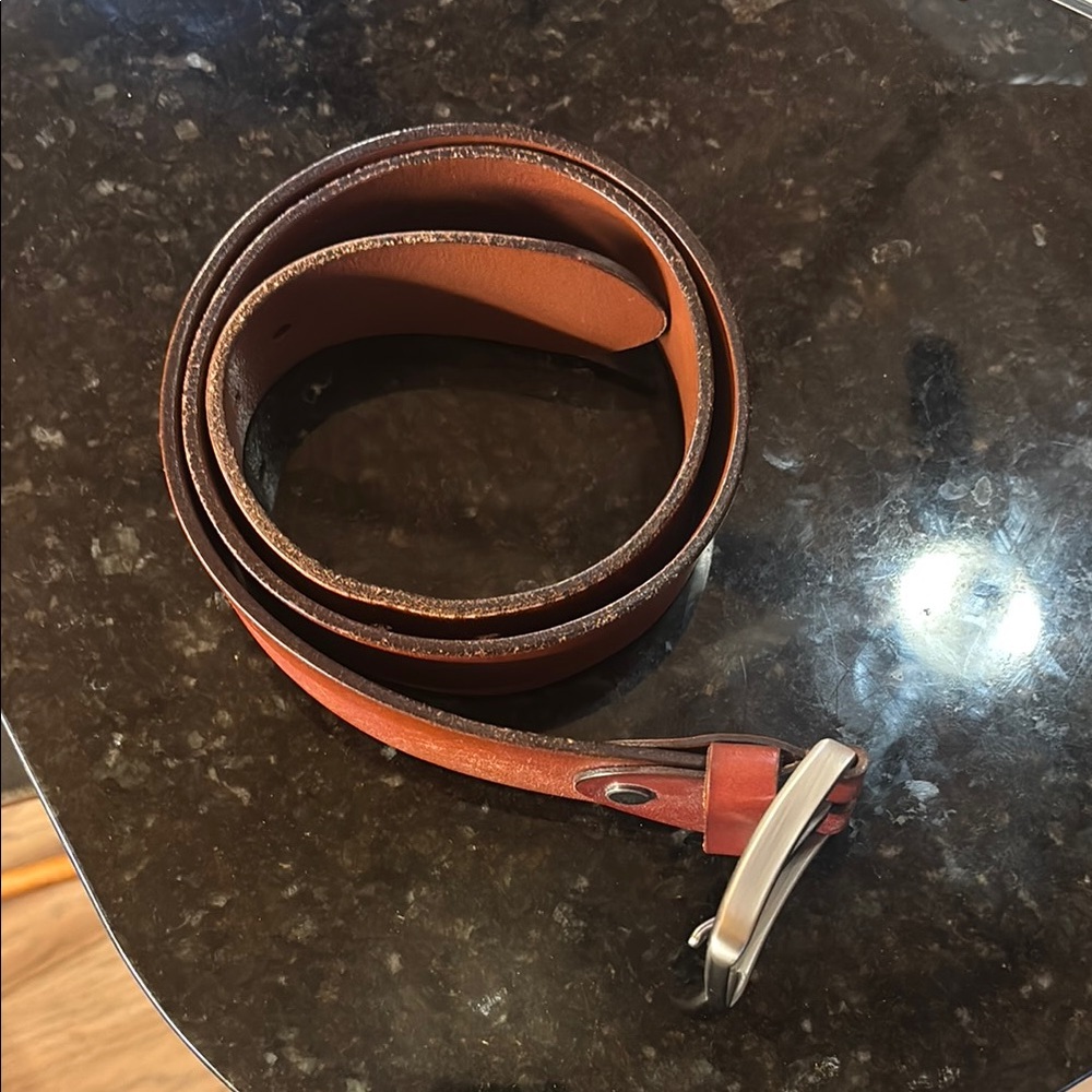Brown Leather Belt with Silver Buckle